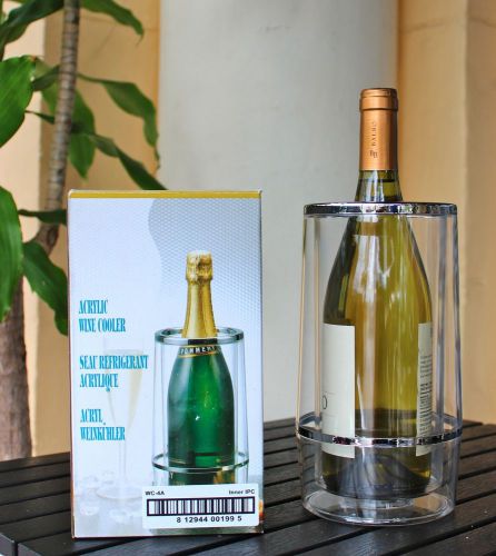 Acrylic iceless wine and carafe bottle cooler - champagne bucket or home bar! for sale