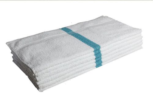 120 pc new terry bar towels mops kitchen towels 31oz green stripe for sale