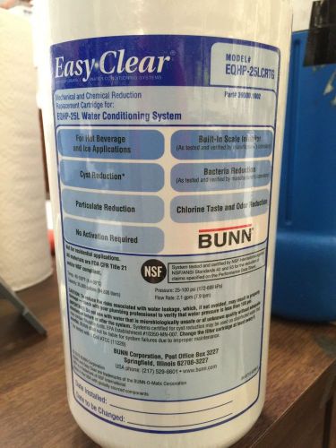Bunn 39000.0002 EQHP-25L Water Filter **NEW** Authorized Seller