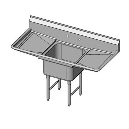 Restaurant stainless sink one compartment two drainboard model pss18-1620-1rl for sale