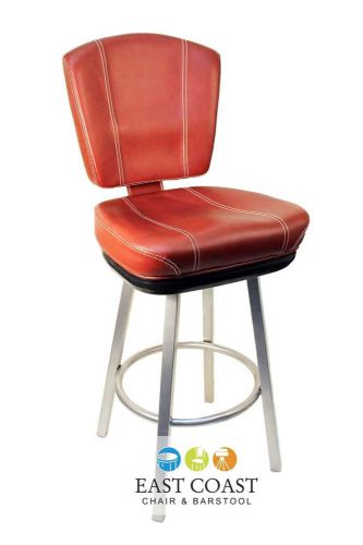 New gladiator wine bucket bar stool with white stitching and silver base for sale