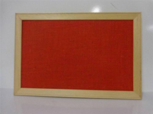 Vintage 12 x 18 red burlap message bulletin wood frame wall mount display for sale