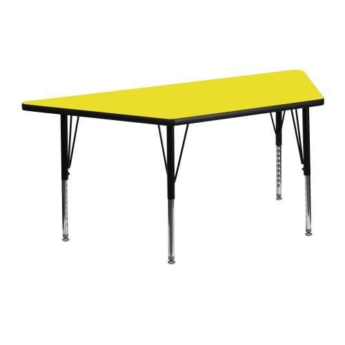 Flash Furniture XU-A2448-TRAP-YEL-H-P-GG 24&#034; x 48&#034; Trapezoid Activity Table, Hig