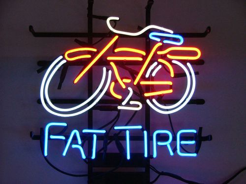 FAT TIRE LOGO BICYCLE BIKE BEER BAR PUB NEON LIGHT SIGN WHITE AL0001-B
