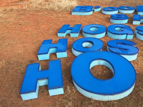 Industrial blue channel aluminum letters &#034;Hogs&#034; with blue face