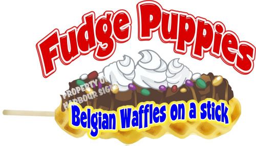 Fudge Puppies Decal 24&#034; Belgian Waffles on a Stick Concession Food Truck Sticker