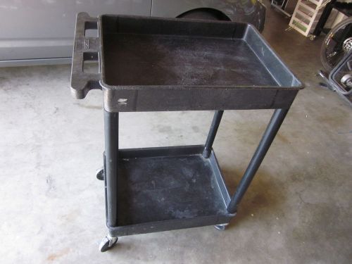 Luxor Tray Top Rolling 2 Shelf Plastic Utility Cart NSF with Lockable Casters