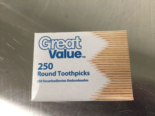 New, Great Value Brand Round Toothpicks -- 4750 pieces (19 packs of 250ct)