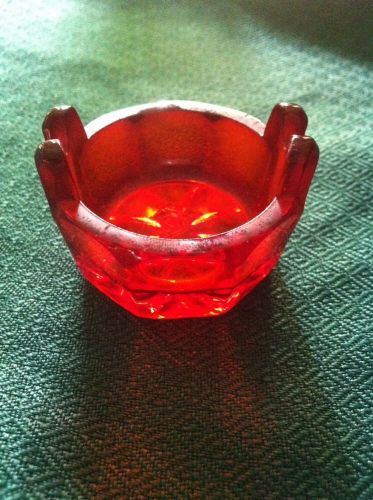 Vintage Ruby Red Glass Salt Dip Cellar  Star Pattern Bucket