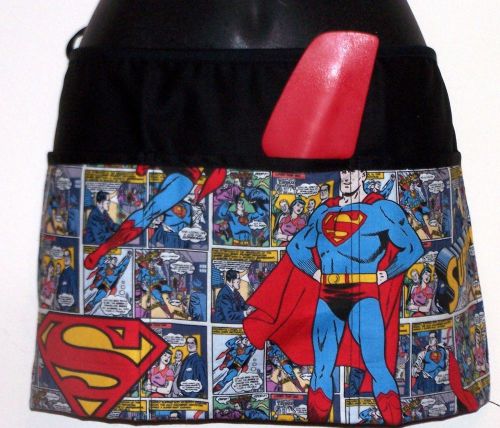 Three pocket waist apron,superman print ,holds cell phones,tools for sale