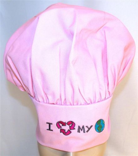 I Love My Planet Earth Day Chef Hat Pink Child Size Adjustable Holiday Monogram