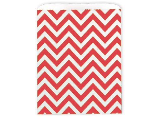 500 Kraft Paper Party Favor Red Chevron Stripe Goody Gift Bags Christmas Holiday