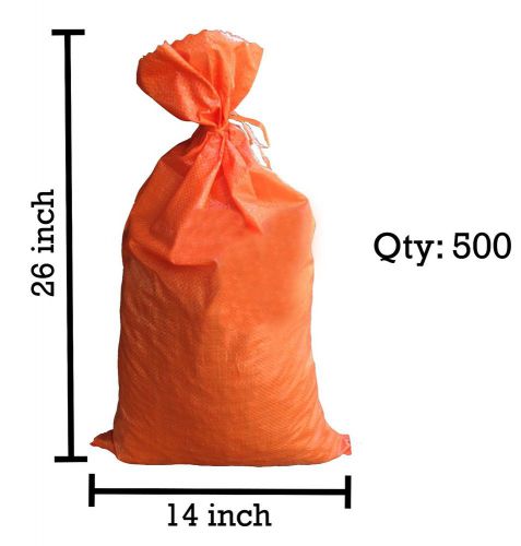 Sandbaggy 500 Orange Empty Sandbags For Sale 14x26 Sandbag Sand Bags Bag Poly