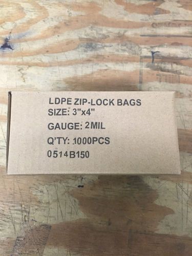 Reclosable 3&#034;x4&#034; 2mil Zip-lock Bags, 1,000pcs