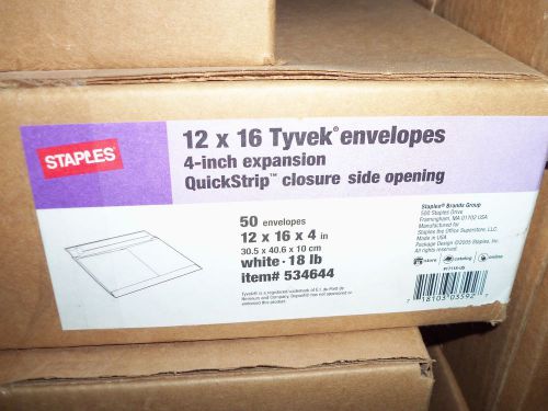 Tyvec,Envelopes,Expandible, 12&#034;x16&#034;x4&#034;, Side 0pening, White, Pack of 50