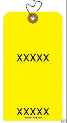 1000, YELLOW NUMBERED PERFORATED TAGS, SALE OR AUCTION TAG WITH STRINGS ATTACHED