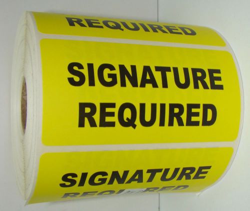 500 Labels of 4x2 Yellow SIGNATURE REQUIRED Special Handling Warehouse Rolls