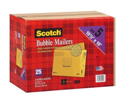 Scotch 3M Bubble Mailers Size 5 (10 1/2 &#034; x 15&#034;) - 25ct