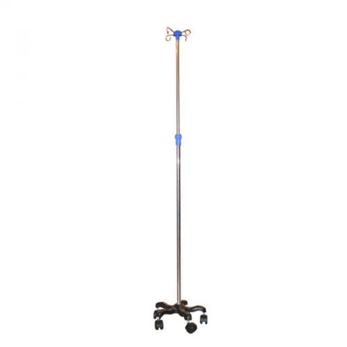 New IV Pole Stand 4 Hooks Mobile Rolling Leg Medical  Painted Steel Professional