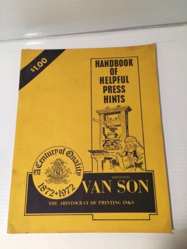 Vintage Handbook of Helpful Press Hint Printing Printer Press Guide VAN SON