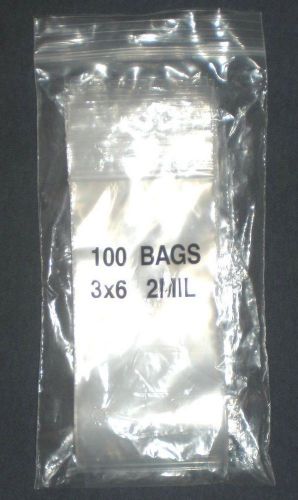 100 Plastic Zip Lock 3 x 6    2 Mil bags  Pez