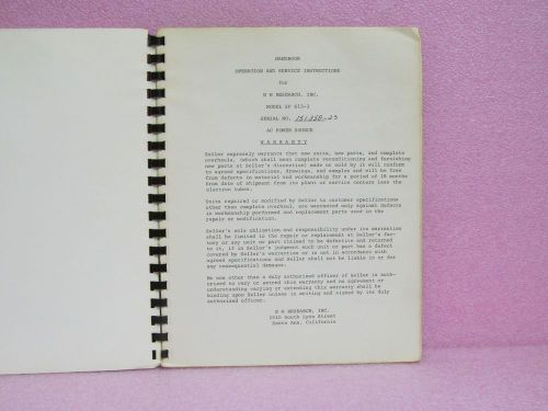 NH Research Manual SF 613-1 AC Power Source Instruction Manual w/Schem.