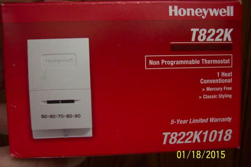 HONEYWELL T822K 1-HEAT NON-PROG THERMOSTAT ELECT OR GAS LOW VOLTAGE MERCURY FREE