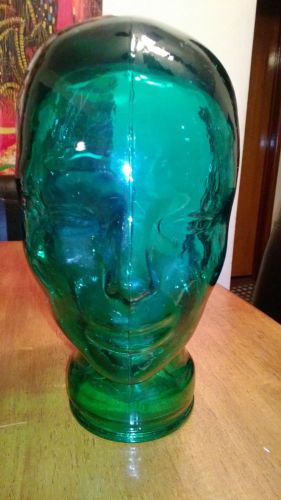 Green Glass Human Mannequin Head Hat Wig Display