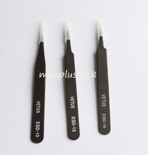 Esd-10+esd-13+esd-14 tweezers vetus selected professional tools hrc40° new for sale