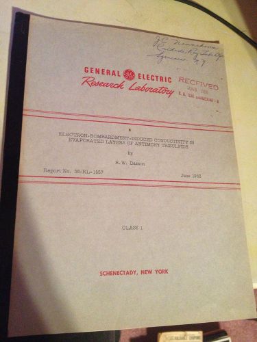 VINTAGE LAB GE GENERAL ELECTRIC ELECTRON BOMBARDMENT INDUCED TRISULFIDE 1956