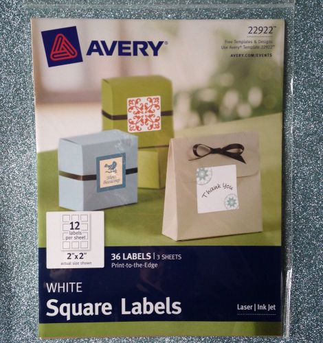 Avery | White Square Labels | 36 Labels | 2&#034;x 2&#034; | Template 22922