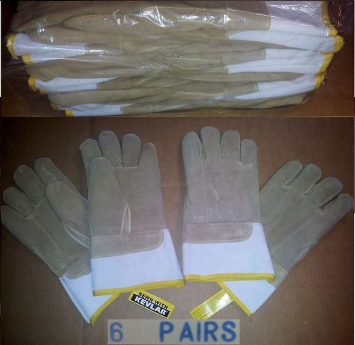 New 6 pairs bundle 171-fm leather welding glove 13&#039;&#039; xl 4&#039;&#039; cuff high heat flame for sale