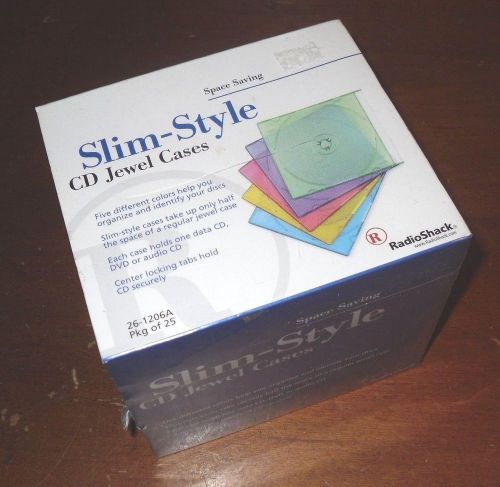 *NEW* Genuine Radio Shack Space Saving Slim-Style CD Jewel Cases (Pkg of 25)