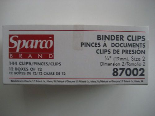 Sparco 87002 Binder Clips - Small - 0.75&#034; 19mm Width - Steel - 12 Boxes of 12