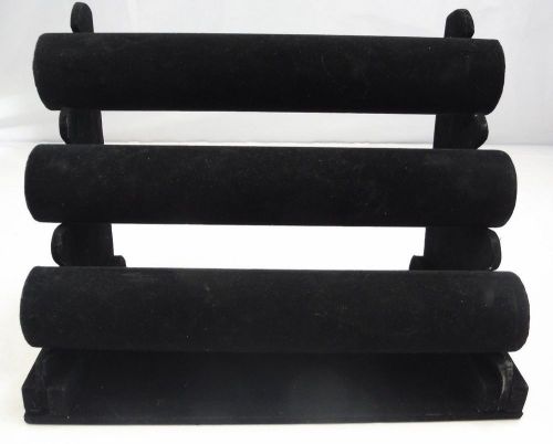 Round Black Velvet Necklace Bracelet Jewelry Display Stand Ladder 3 Rung 12x9x6