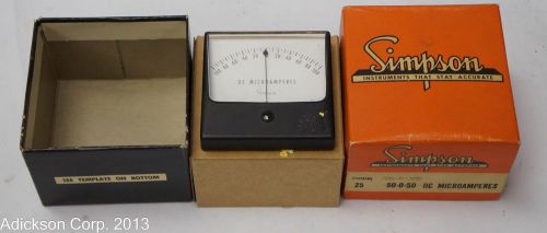 NEW IN BOX SIMPSON METER MODEL 25 0-50 DCV 3.5&#034; Round