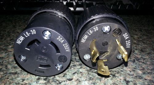 Hubbell pair male / female 30 amp 250 volt  nema l6-30p twist lock for sale