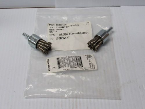 NEW LOT OF 2 WEILER 3/4&#034; KNOT STYLE WIRE END BRUSH 0202185 .014 SS WIRE