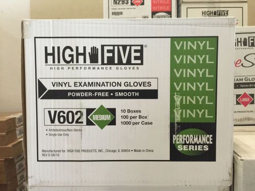 High Five Vinyl Exam Gloves, Medium, V602 (Case of 10 boxes)