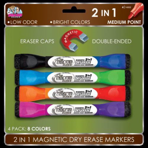 New board dudes 2 in 1 double magnetic dry erase markers, 4-pack (14002ua-24) for sale