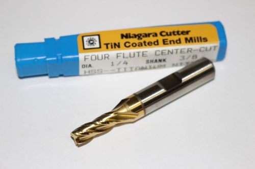 New niagara cutter 1/4&#034; x 3/8&#034; x 5/8&#034; x 2-7/16&#034; se 4fl cc tin hss end mill 40080 for sale