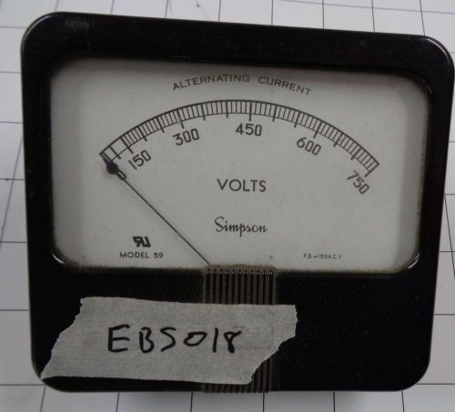 SIMPSON MODEL 59 ELECTRIC METER AC VOLTS 150-750