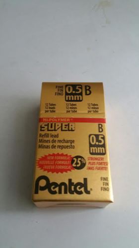 Box of 12 Tubes Pentel C505-B 0.5mm Super Hi-Polymer Refill Lead