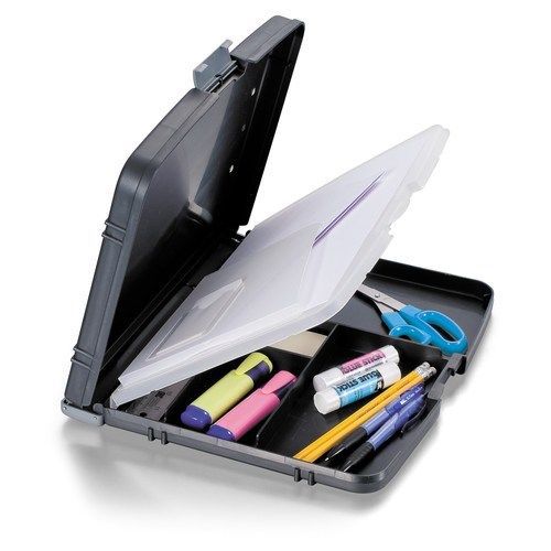 Officemate triple file clipboard storage box, recycled, black (83610) for sale