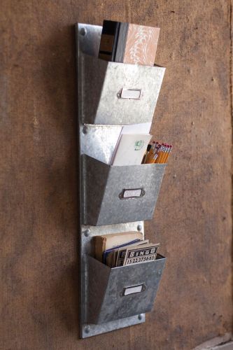 NEW - Kalalou Metal Vertical Three Wall Pocket with Card Holder
