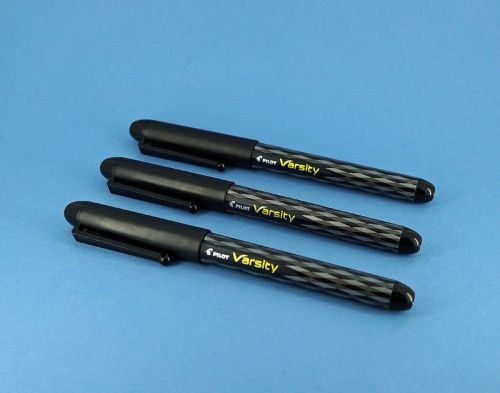 Three New Pilot Varsity Fountain Pens Black Ink - Medium