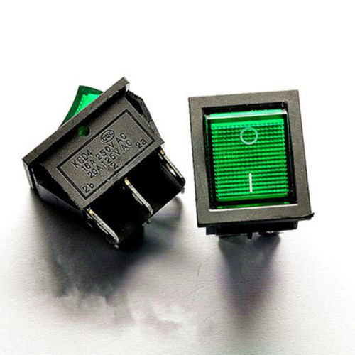 5pcs 2 files 6 pin large-scale rocker switch power switch 16a 250v green led for sale