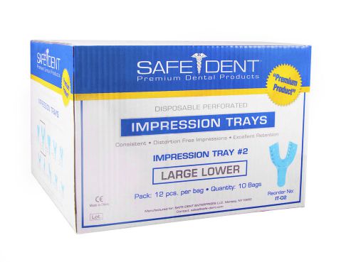 Safedent plastic disposable impression tray # 2 large lower / 1 bag of 12 pcs for sale