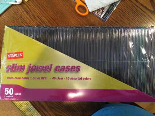 Staples Slim Jewel Cases 50 Clear &amp; Colors NEW