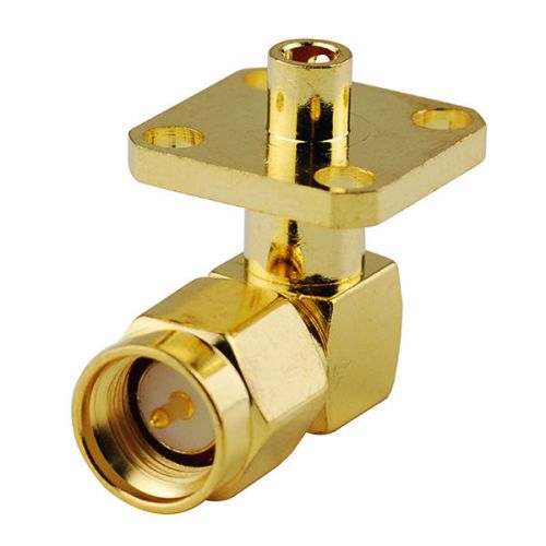 Sma male plug 4 hole panel mount right angle connector solder cable .086&#034; rg405 for sale